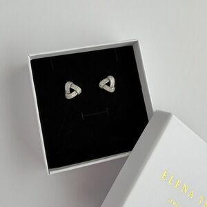 926 Silver Color Stud Earrings Cubic Zirconia